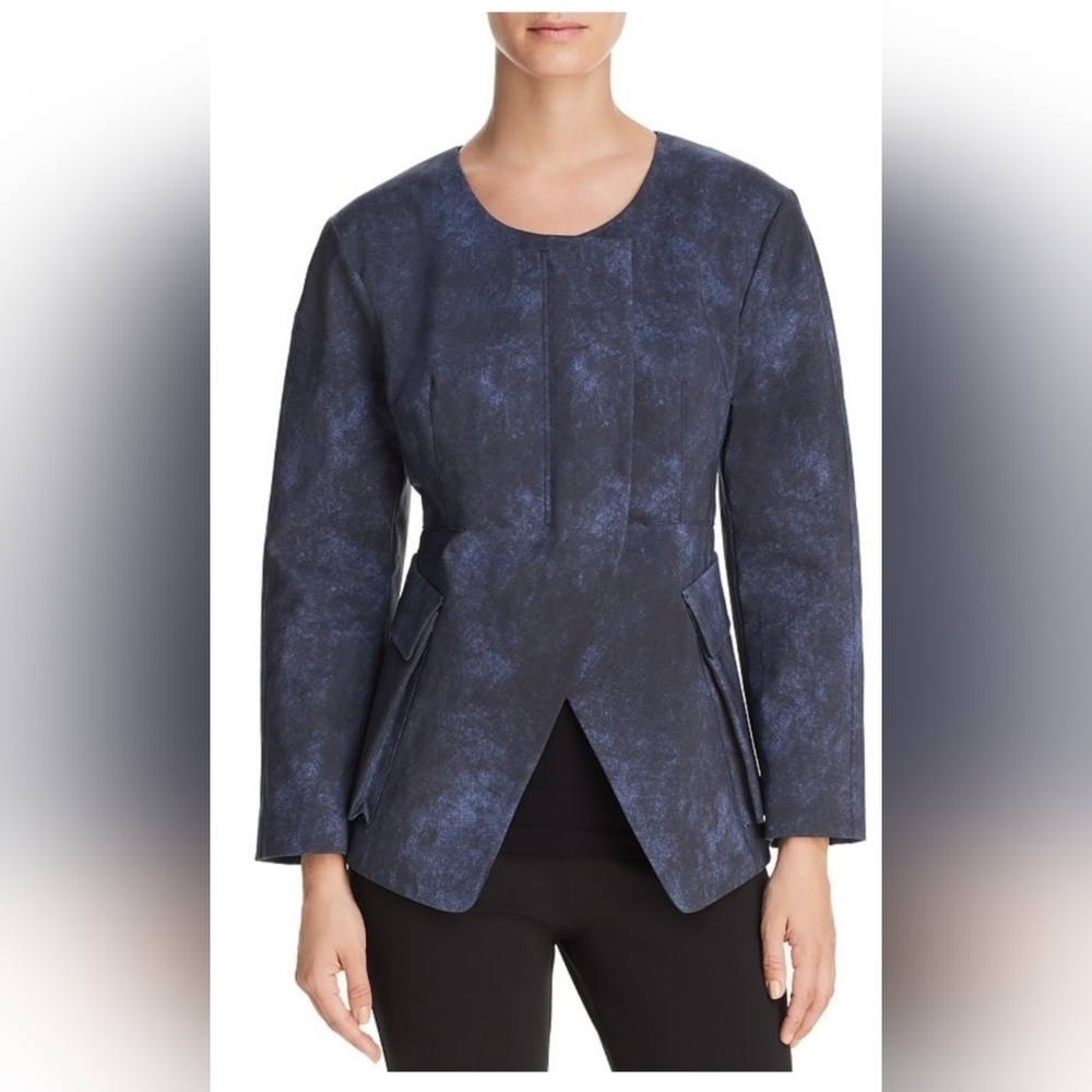 (1642) Dkny Collarless Split Front Patch Flap Poc… - image 1